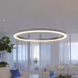 VONN Tania VMC31640AL 24" Integrated LED ETL Certified Pendant, Height Adjustable Ring Chandelier in Silver