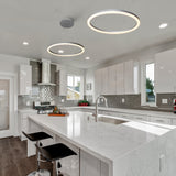 VONN Tania VMC31640AL 24" Integrated LED ETL Certified Pendant, Height Adjustable Ring Chandelier in Silver