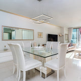 VONN Atria Duo VMC31710AL 29" Integrated LED ETL Certified Square Chandelier, Height Adjustable Silver Pendant