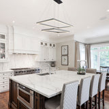 VONN Atria Duo VMC31710AL 29" Integrated LED ETL Certified Square Chandelier, Height Adjustable Silver Pendant