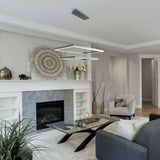 VONN Atria Duo VMC31710AL 29" Integrated LED ETL Certified Square Chandelier, Height Adjustable Silver Pendant