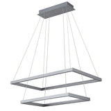 VONN Atria Duo VMC31710AL 29" Integrated LED ETL Certified Square Chandelier, Height Adjustable Silver Pendant