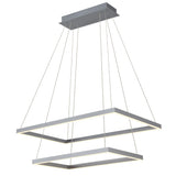 VONN Atria Duo VMC31710AL 29" Integrated LED ETL Certified Square Chandelier, Height Adjustable Silver Pendant