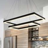 VONN Atria Duo VMC31710BL 29" Integrated LED ETL Certified Square Chandelier Height Adjustable Pendant in Black