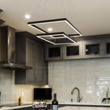 VONN Atria Duo VMC31710BL 29" Integrated LED ETL Certified Square Chandelier Height Adjustable Pendant in Black