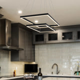 VONN Atria Duo VMC31710BL 29" Integrated LED ETL Certified Square Chandelier Height Adjustable Pendant in Black