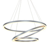 VONN Tania Trio VMC32500AL 32" Integrated LED ETL Certified Ring Chandelier Height Adjustable Silver Pendant