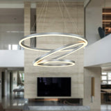 VONN Tania Trio VMC32500AL 32" Integrated LED ETL Certified Ring Chandelier Height Adjustable Silver Pendant