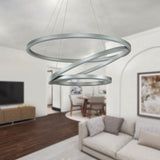 VONN Tania Trio VMC32500AL 32" Integrated LED ETL Certified Ring Chandelier Height Adjustable Silver Pendant