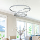 VONN Tania Trio VMC32500AL 32" Integrated LED ETL Certified Ring Chandelier Height Adjustable Silver Pendant