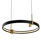 VONN Tania VMC33223BL 23" 100-277V Integrated LED ETL Certified Pendant, Height Adjustable Ring Chandelier, Black-VONN Lighting