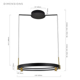 VONN Tania VMC33223BL 23" 100-277V Integrated LED ETL Certified Pendant, Height Adjustable Ring Chandelier, Black