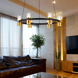 VONN Ellegi 24" 6-Light Up-Down LED Ring Chandelier, Black & Gold VMC34224BL