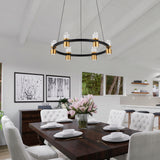 VONN Artisan Ellegi VMC34224BL 24" Integrated LED ETL Certified Pendant, Height Adjustable Chandelier, Black-VONN Lighting