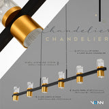 VONN Artisan Ellegi VMC34247BL 47" Integrated LED ETL Certified Pendant, Height Adjustable Chandelier, Black