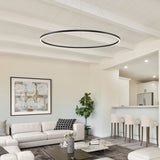 VONN Tania 51" Integrated LED Ring Chandelier ETL Certified Height Adjustable Pendant VMC34912BL in Black-VONN Lighting