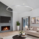 VONN Tania 60-inch Silver LED Ring Chandelier in living room