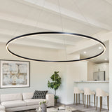 VONN Tania VMC34960BL 60" Integrated LED ETL Certified Ring Chandelier, Height Adjustable Pendant in Black