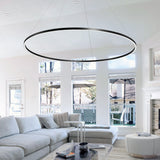 VONN Tania VMC34972BL 72" Integrated LED ETL Certified Ring Chandelier, Height Adjustable Pendant in Black