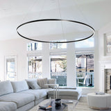 VONN Tania VMC34972BL 72" Integrated LED ETL Certified Ring Chandelier, Height Adjustable Pendant in Black