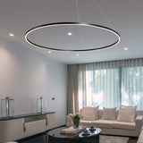 VONN Tania VMC34972BL 72" Integrated LED ETL Certified Ring Chandelier, Height Adjustable Pendant in Black