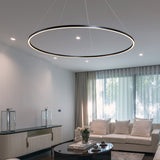 VONN Tania VMC34972BL 72" Integrated LED ETL Certified Ring Chandelier, Height Adjustable Pendant in Black