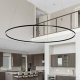 VONN Tania VMC34972BL 72" Integrated LED ETL Certified Ring Chandelier, Height Adjustable Pendant in Black