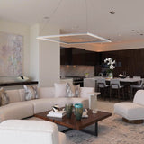 VONN Atria VMC35511AL 39" ETL Certified Integrated LED Square Chandelier, Height Adjustable Pendant in Silver