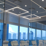 VONN Atria VMC35511AL 39" ETL Certified Integrated LED Square Chandelier, Height Adjustable Pendant in Silver