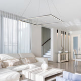 VONN Atria VMC35511AL 39" ETL Certified Integrated LED Square Chandelier, Height Adjustable Pendant in Silver