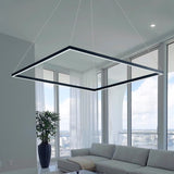 VONN Atria VMC35511BL 39" ETL Certified Integrated LED Square Chandelier, Height Adjustable Pendant in Black