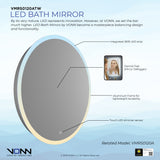 VONN VMRS0120A LED Bath Mirror in Silver with Frosted Edge, Round 24"W x 24"H or 30"W x 30"H