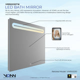 VONN VMRS0230TW Tunable White LED Bath Mirror in Silver, Rectangle 30"W x 24"H or 36"W x 30"H