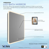 VONN VMRS5020A LED Bath Mirror in Silver, Rectangle 24"w x 30"H or 30"W x 36"H