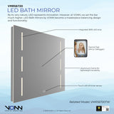 VONN VMRS6720 LED Bath Mirror in Silver, Rectangle 30"W x 24"H or 36"W x 30"H