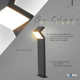 VONN Modern VOB226088BL 32" 100-277V 17-Watt ETL Certified Integrated LED Outdoor Bollard in Matte Black