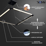 VONN Atria VRC39104BL 24" Integrated LED ETL Certified Height Adjustable Square Chandelier, 180 Rotation of Axes