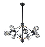 VONN VVC31320BL 36" UL Certified Multi-Pivoting-Arm Chandelier with LED Filament Bulbs, Matte Black