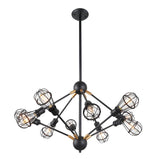 VONN VVC31320BL 36" UL Certified Multi-Pivoting-Arm Chandelier with LED Filament Bulbs, Matte Black