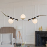 VONN Chianti 54" LED Chandelier with 3 Glass Shades VAC3123AB Antique Brass