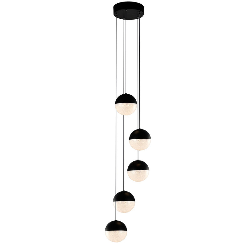 VONN Artisan Ravello VAC3285BL 5-Light Integrated LED ETL Certified Pendant Height Adjustable Chandelier, Black