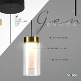 VONN Artisan Genoa VAP2111BL 5" Integrated LED ETL Certified Height Adjustable Pendant with Glass Shade, Black