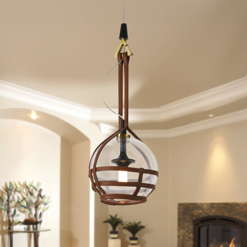 VONN Artisan Bari VAP2171AB 7" Integrated LED ETL Certified Height Adjustable Pendant with Glass Shade