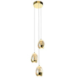 VONN Artisan Venezia VAP2203GL 3-Light Integrated LED ETL Certified Pendant, Height Adjustable Chandelier, Gold