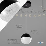 Artisan Ravello VAP2281BL 5" Integrated LED ETL Certified Height Adjustable Pendant w/ Globe Shade
