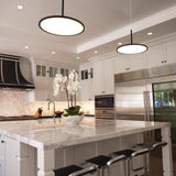 Salm VMC31810BL 17" Integrated LED ETL Certified Pendant, Height Adjustable Disc Chandelier in Black
