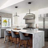 Salm VMC31810BL 17" Integrated LED ETL Certified Pendant, Height Adjustable Disc Chandelier in Black