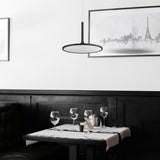 Salm VMC31810BL 17" Integrated LED ETL Certified Pendant, Height Adjustable Disc Chandelier in Black