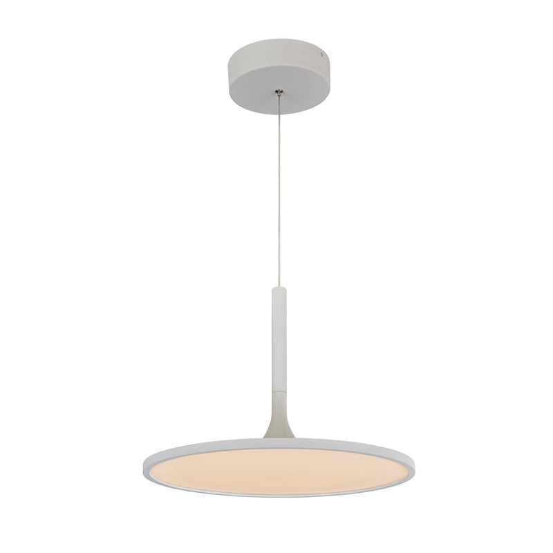 Salm VMC31810SW 17" Integrated LED ETL Certified Pendant, Height Adjustable Disc Chandelier in White