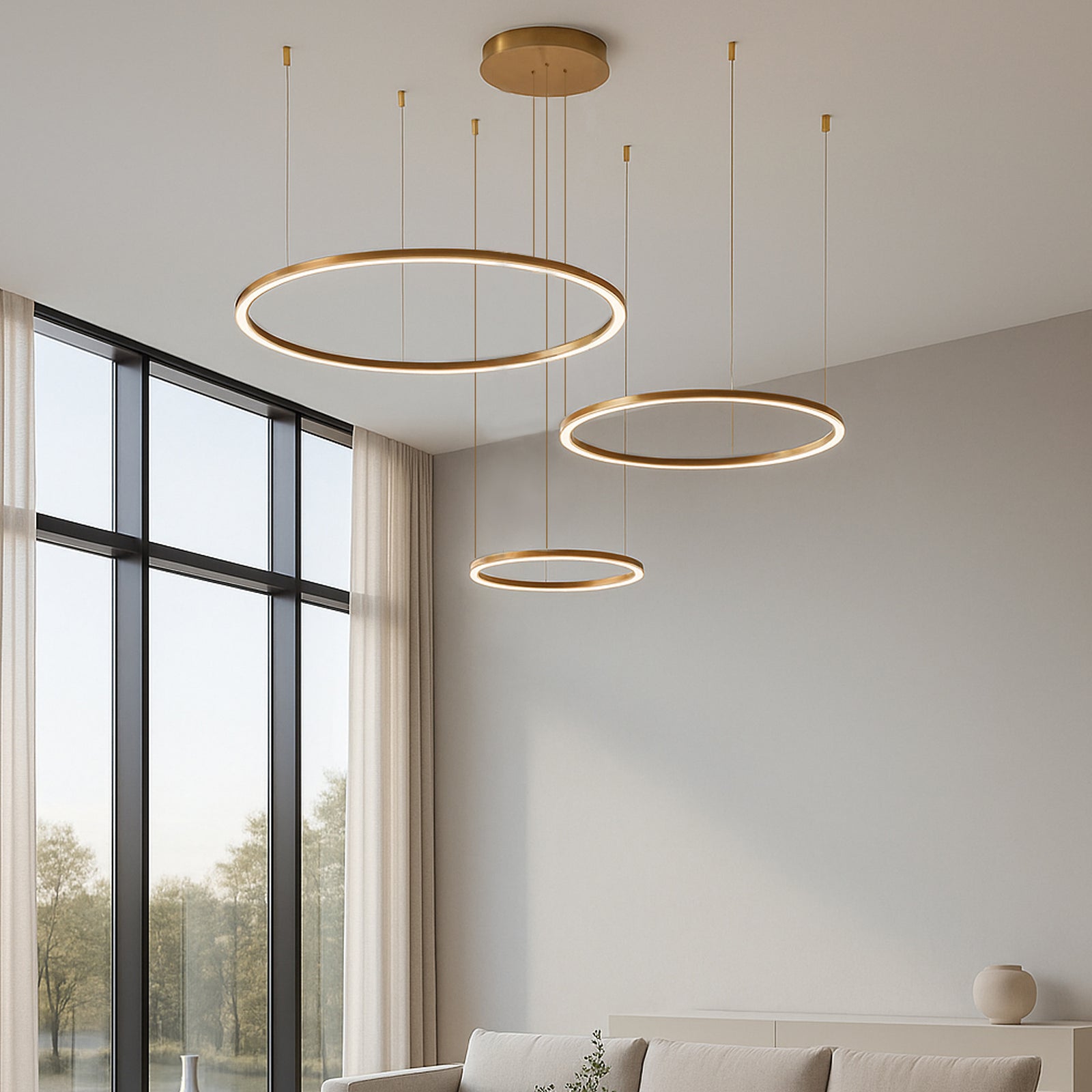 VONN VMC3513924DB 3 Ring Chandelier Height Adjustable Pendant